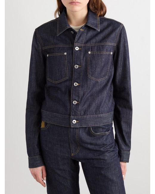 Bottega Veneta Blue Intrecciato Suede-Trimmed Denim Jacket