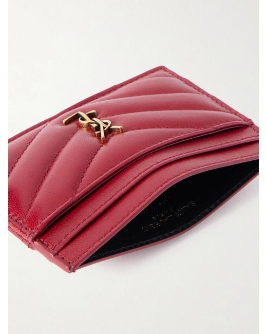 Saint Laurent Red Cassandre Matelassé Leather Cardholder