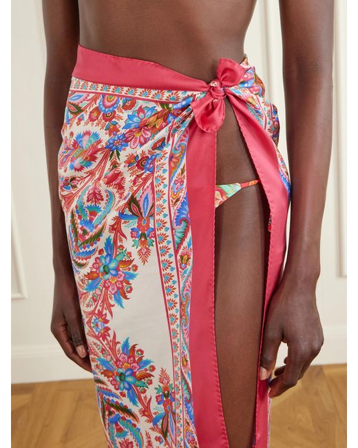 Etro Red Norma Paisley-Print Silk-Twill Scarf