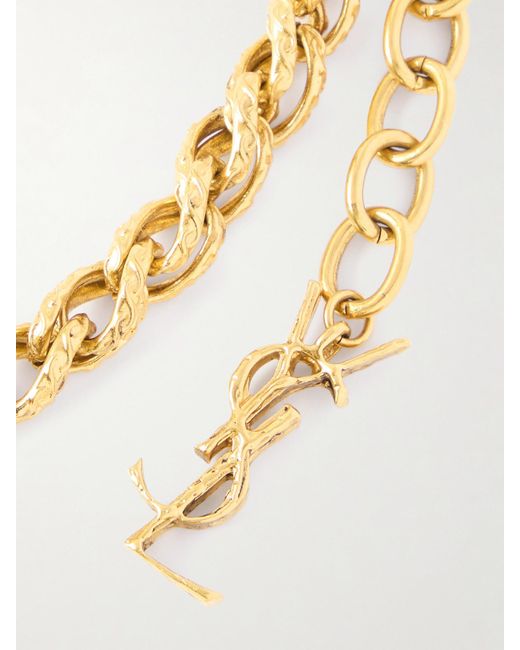 Saint Laurent Metallic Hammered-Tone Necklace