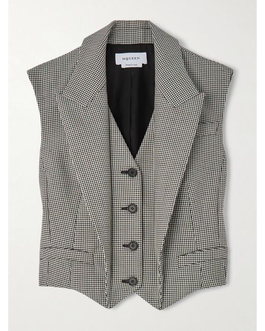 Alexander McQueen Gray Weste Aus Einer Woll-Mohairmischung Mit Hahnentrittmuster