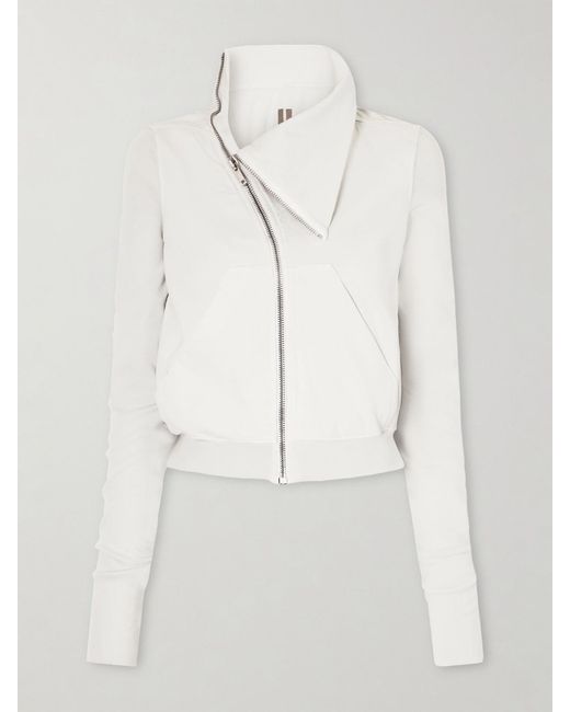 Rick Owens Natural Cropped Organic Cotton-Jersey Hoodie