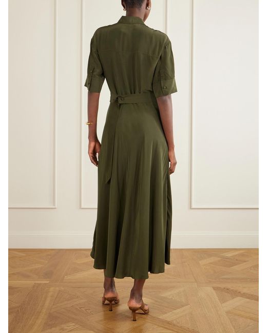 Veronica Beard Green Perenna Satin Midi Dress