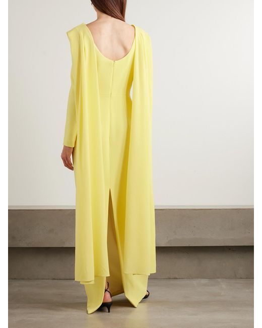 Emilia Wickstead Yellow Zaira Draped Wool-Crepe Gown