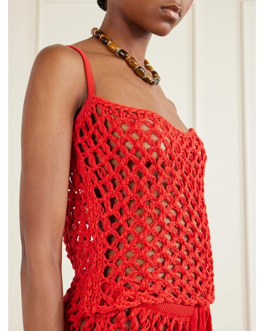 Haight Red Clara Open-Knit Tank