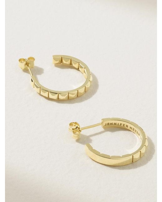 Jennifer Meyer White Small Square 18-Karat Hoop Earrings