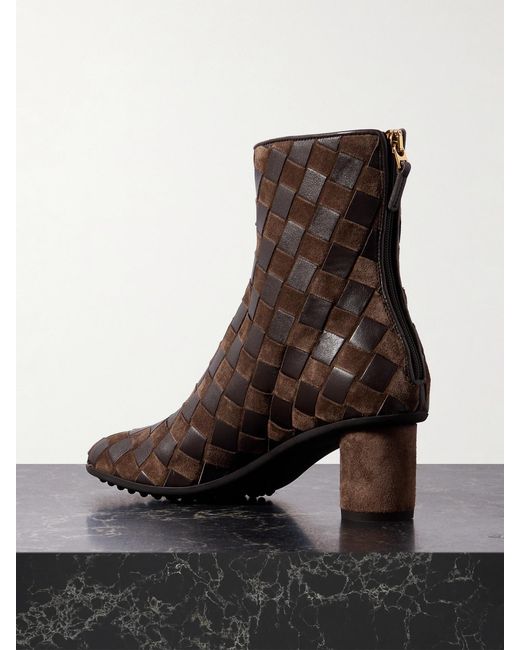 Bottega Veneta Black Atomic Intrecciato Leather Ankle Boots