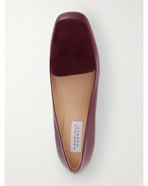 Gabriela Hearst Red Aveda Suede-Trimmed Leather Loafers