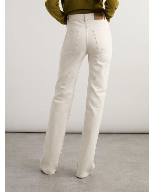 Saint Laurent White High-Rise Bootcut Jeans