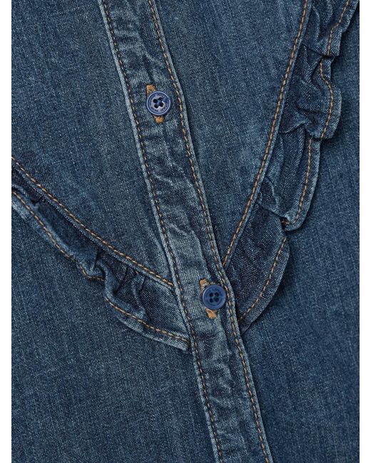 Nili Lotan Blue Marcela Ruffled Denim Shirt