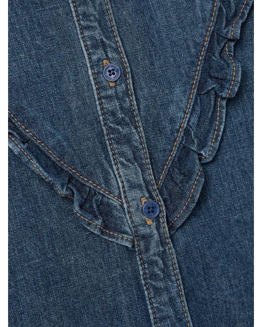 Nili Lotan Blue Marcela Ruffled Denim Shirt