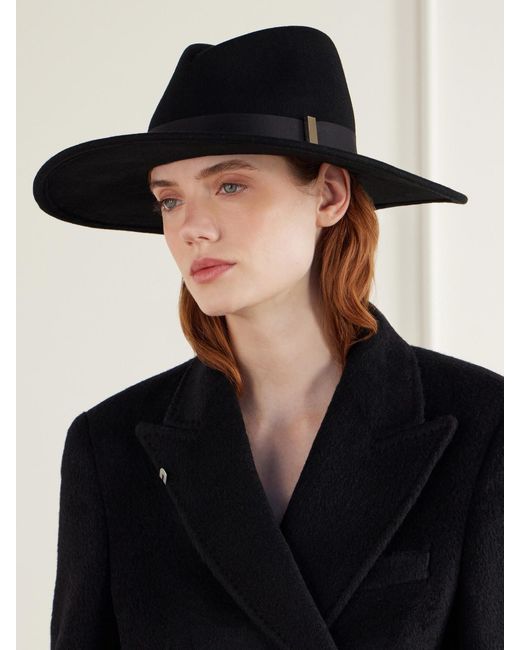 Gigi Burris Millinery Black Jeanne Satin-Trimmed Wool And Cotton-Blend Felt Hat