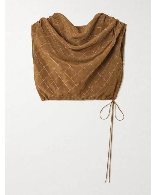Kallmeyer Natural Naia Checked Draped Voile Top