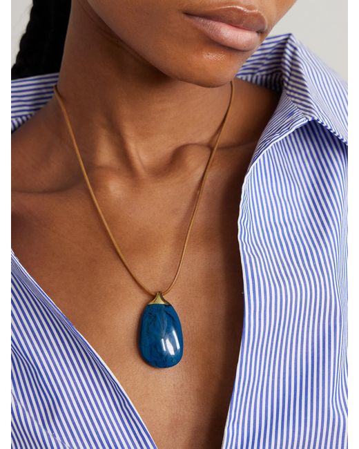 Dinosaur Designs White River Rock-Plated, Resin And Leather Necklace