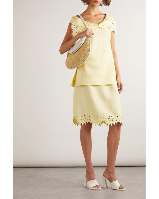 Bottega Veneta Yellow Broderie Anglaise Skirt