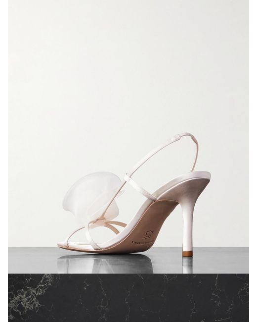 Loeffler Randall Natural Steph Appliquéd Satin Slingback Sandals