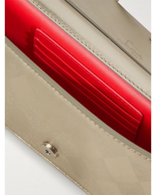 Christian Louboutin Natural Bettina Clutch Aus Metallic-Leder Mit Argyle-Muster
