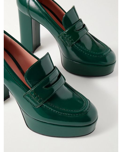 Gianvito Rossi Green Nuit 70 Patent-Leather Platform Pumps