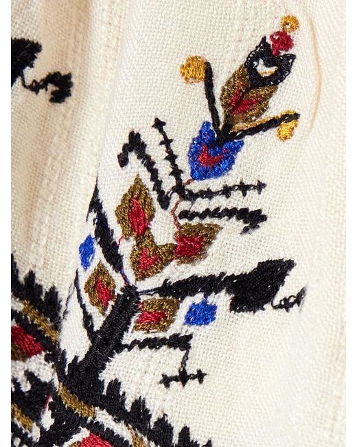 Isabel Marant Natural Kriss Frayed Embroidered Jacquard Shorts