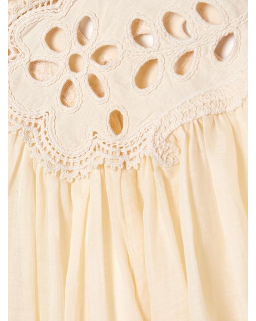 Zimmermann Natural Coco Broderie Anglaise-Trimmed Ramie Blouse