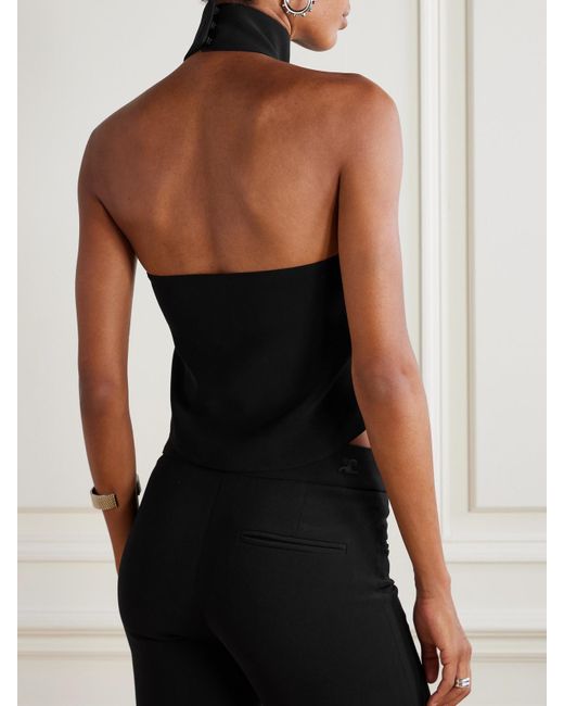 Courreges Black Ellipse Cropped Crepe Halterneck Top