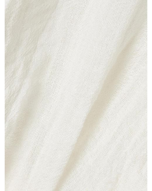 Lisa Marie Fernandez White Cropped Tie-Front Linen-Blend Gauze Top