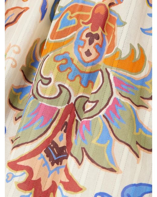 Etro White Tiered Printed Cotton Maxi Skirt