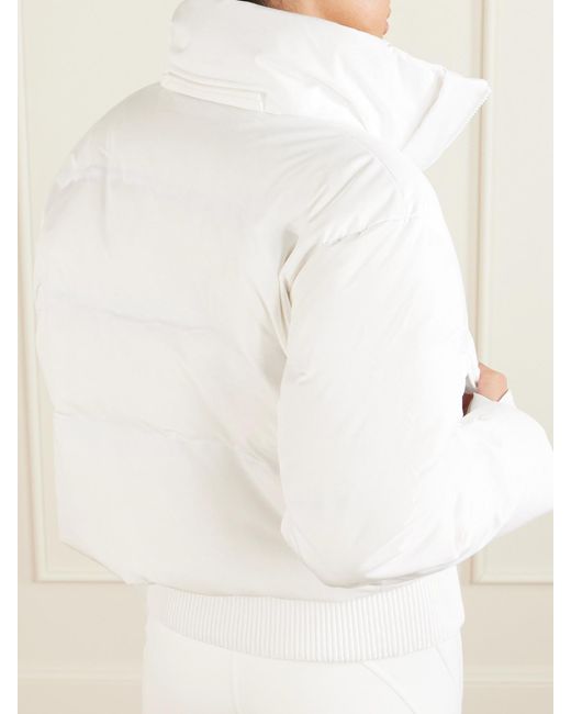 Bogner White Suri Convertible Hooded Fleece-Trimmed Padded Quilted Down Ski Jacket