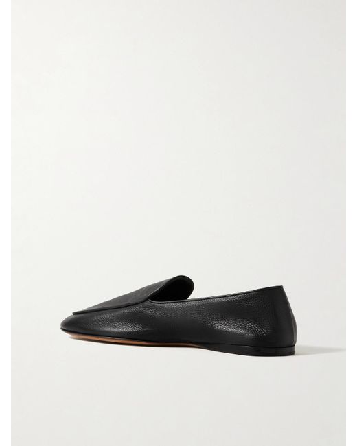 The Row Black Hereditas Textured-Leather Loafers