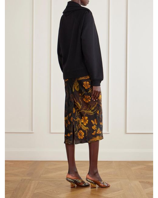Dries Van Noten Black Draped Cotton-Jersey Sweatshirt