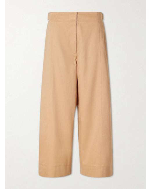 Ulla Johnson Natural Sascha Cotton-Twill Wide-Leg Cropped Pants