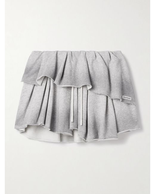 Acne Gray Mehrlagiger Minirock Aus Jersey Aus Einer Biobaumwollmischung