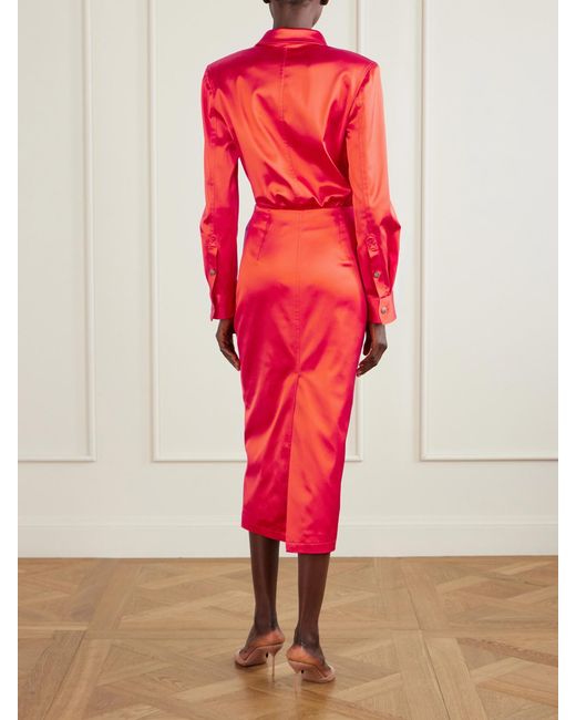 Willy Chavarria Red Satin Midi Dress