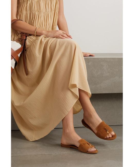 Loro Piana Brown Summer Charms Suede Slides