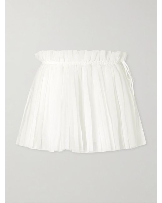 LIBEROWE White Claudia Pleated Silk-Organza Mini Skirt