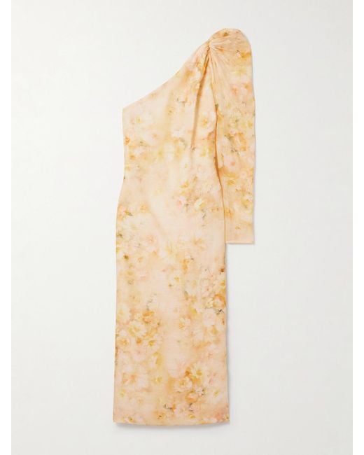 Zimmermann Natural Crush Asymmetrisches Midikleid Aus Einer Leinen-Seidenmischung Mit Blumenprint