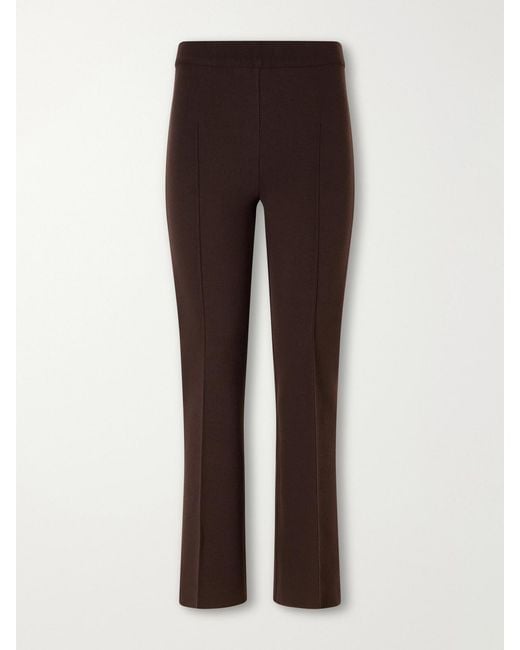 High Sport Brown Geo Kick Cotton-Blend Cropped Flared Pants