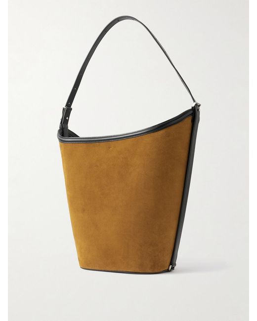 Proenza Schouler White Brant Leather-Trimmed Suede Bucket Bag