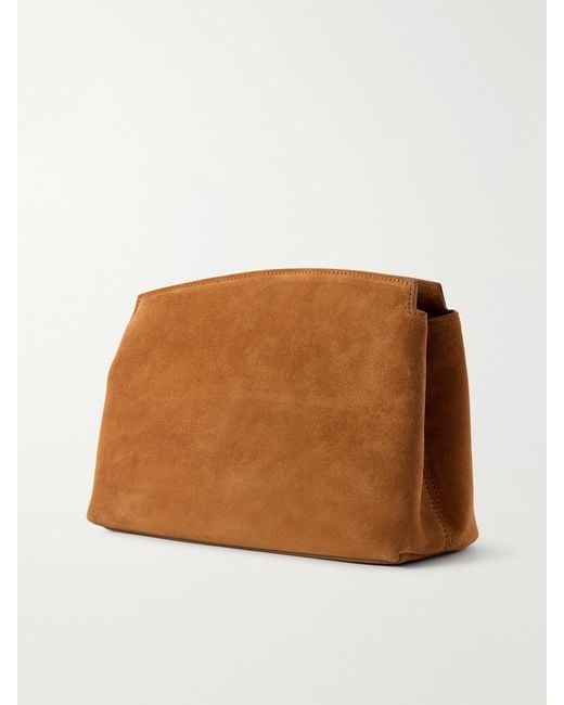 Liffner Brown Pushlock Suede Pouch