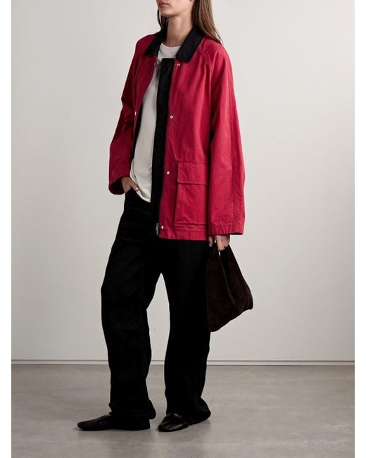 The Row Red Elodianna Two-Tone Cotton-Canvas Jacket