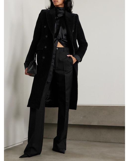 Balenciaga Black Hourglass Double-Breasted Wool-Blend Twill Coat