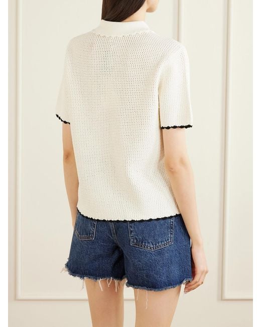 FRAME White Daybreak Mesh Polo Shirt