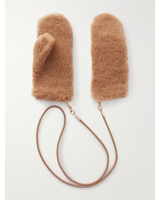 Max Mara White Ombrat2 Camel Wool And Silk-Blend Gloves