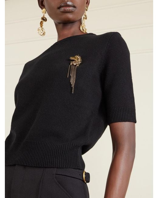 Chloé Black Embellished Ribbed Wool And Cashmere-Blend Sweater