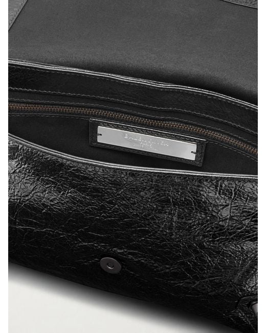 Balenciaga Black Le City Crinkled-Leather Clutch