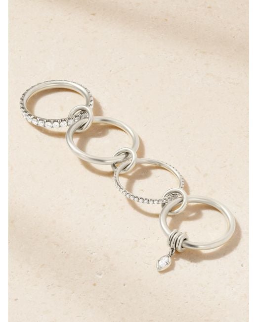 Spinelli Kilcollin Natural Inara Set Of Four Sterling Diamond Rings