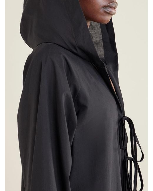 Lisa Marie Fernandez Black Hooded Cotton-Voile Kaftan