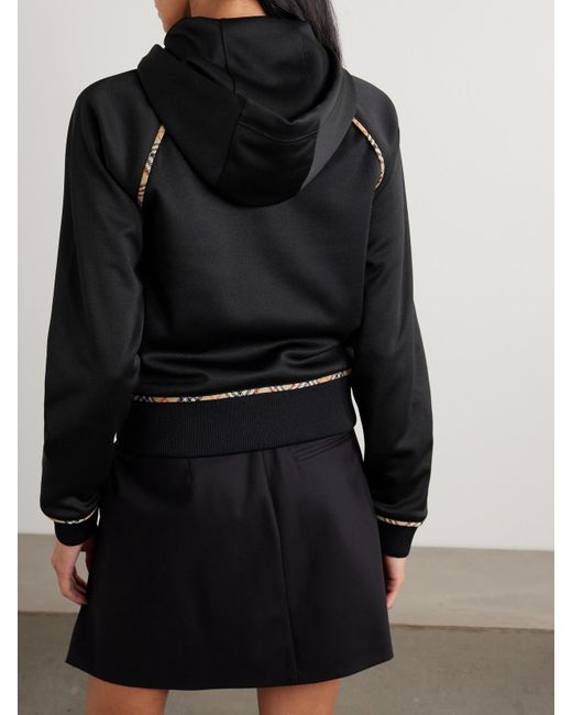 Veste De Survêtement À Capuche En Jersey À Finitions En Piqué À Carreaux Burberry en coloris Black