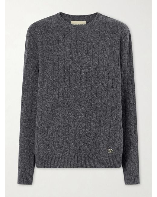 Valentino Garavani Gray Cable-Knit Wool Sweater