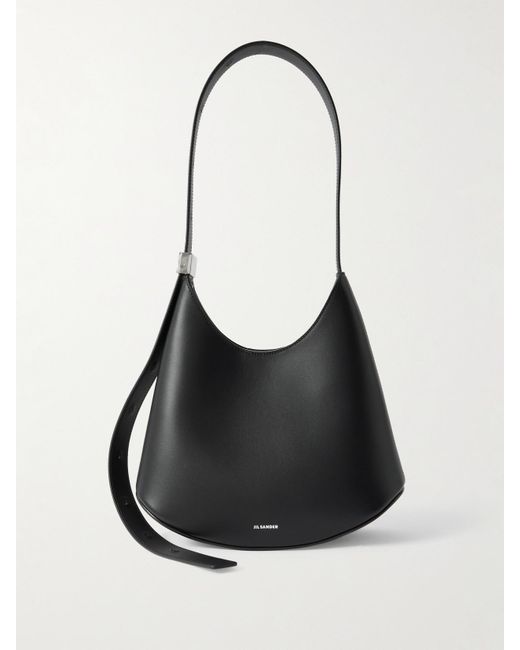 Jil Sander Black Kleine Schultertasche Aus Leder Mit Verzierung
